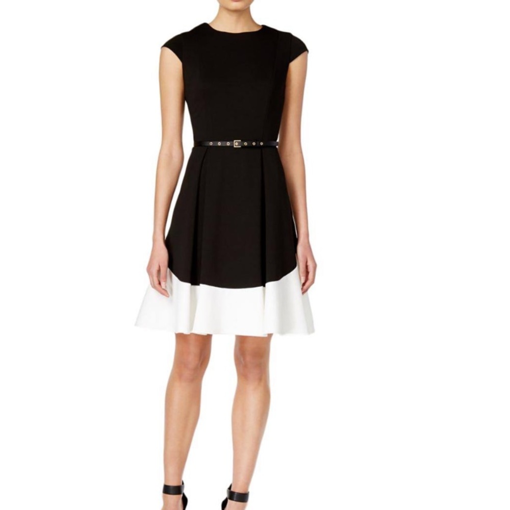 SOLD NWT Calvin Klein Black & Cream Dress